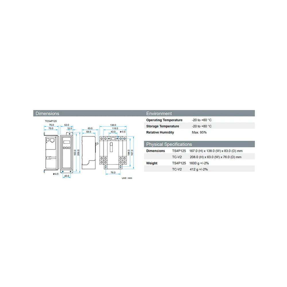 Power Master TCS4P125-22 Manual Transfer Switch